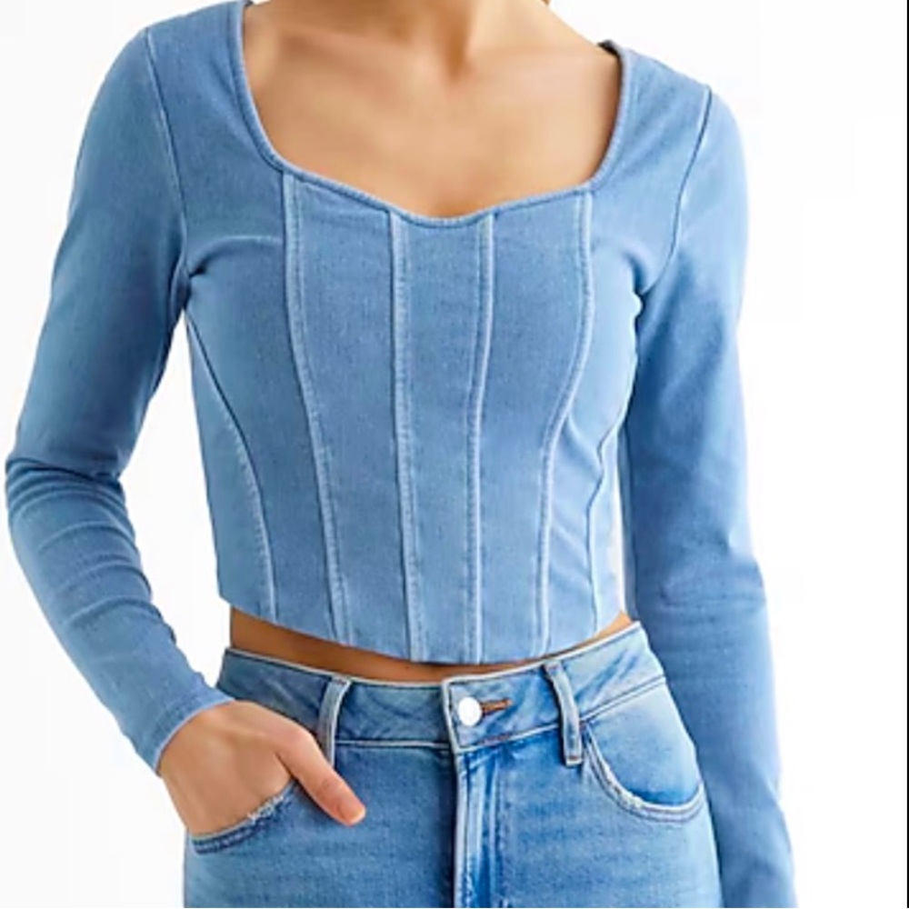 Oh So Blue Brushed Denim Body Contour Corset Top